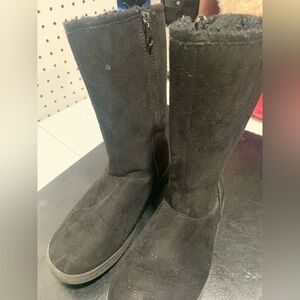 Black Suede Mid-Calf Boots